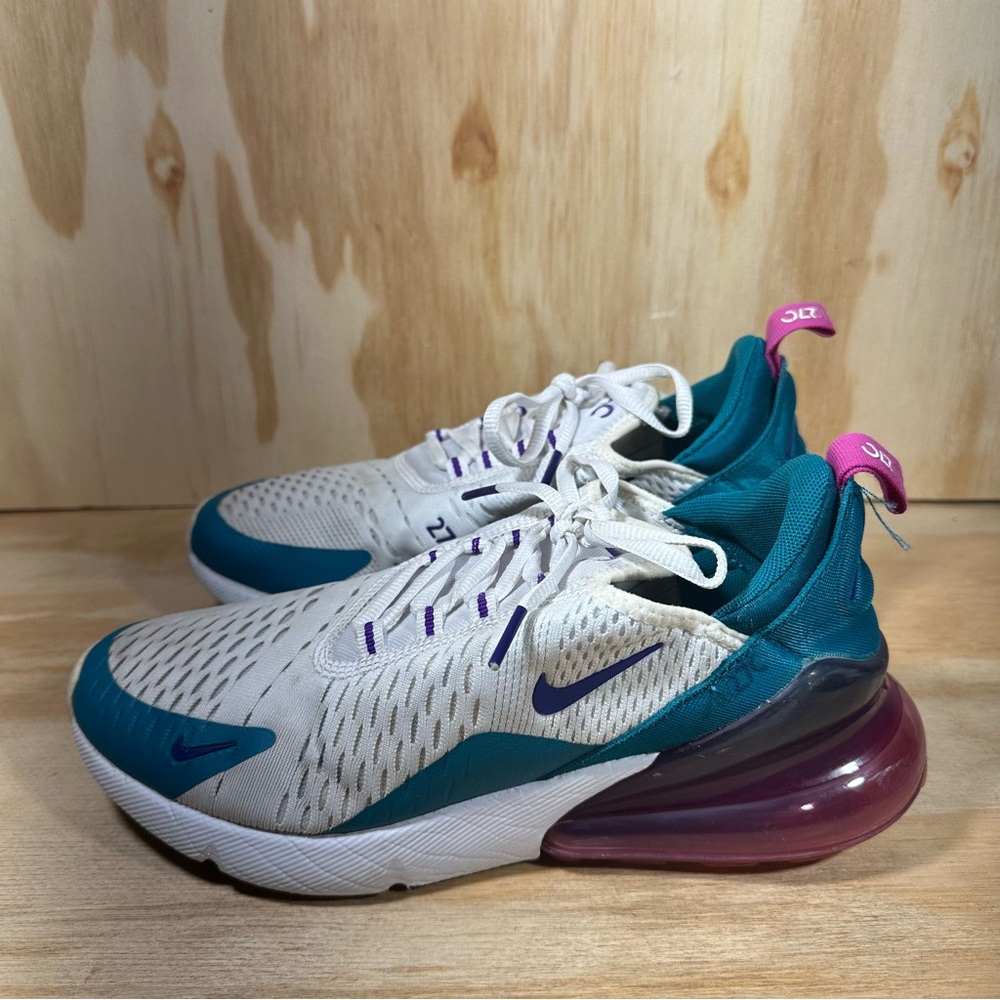 Nike White and Teal Sneakers with Purple Accents - Picture 9 of 9